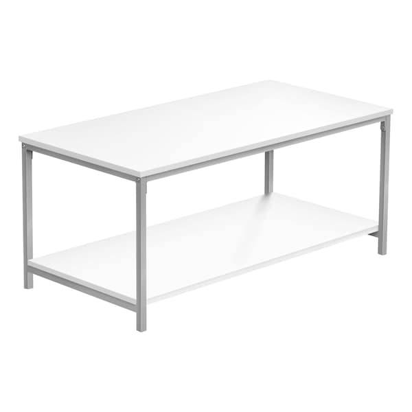 Monarch Specialties Coffee Table, Accent, Cocktail, Rectangular, Living Room, 40 in.L, White Laminate, Grey Metal I 3800 - main
